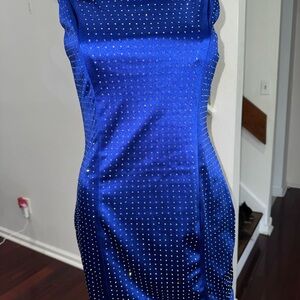 Iris Royal Blue crystal Mini Dress Size M